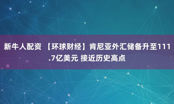 新牛人配资 【环球财经】肯尼亚外汇储备升至111.7亿美元 接近历史高点