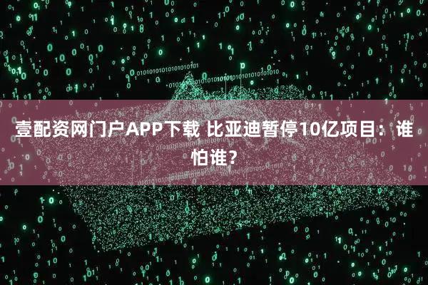 壹配资网门户APP下载 比亚迪暂停10亿项目:谁怕谁?